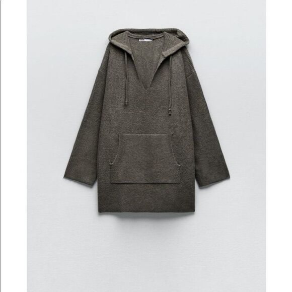 ZARA HOODED KNIT SWEATER - Picture 1 of 6